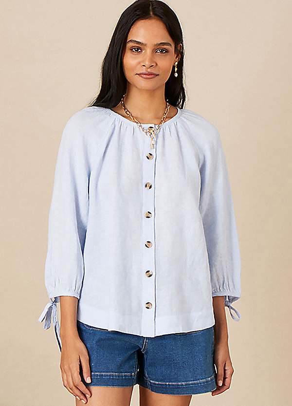 Monsoon Button Through Chambray Blouse 