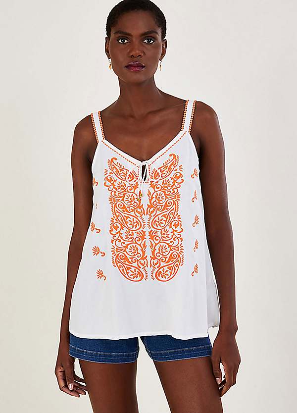 Pure Cotton Embroidered Cami Top, Monsoon
