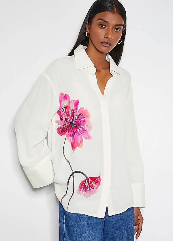 Monsoon Fleur Embroidered Flower Shirt | Kaleidoscope