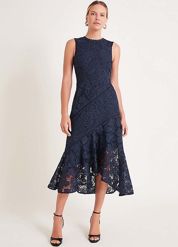 lace floral midi dress Odette Floral Lace Midi Dress - Buttermilk main image 0