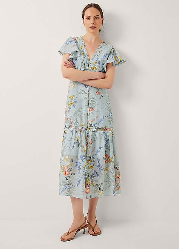 Monsoon Jesse V-Neck Floral Midi Dress