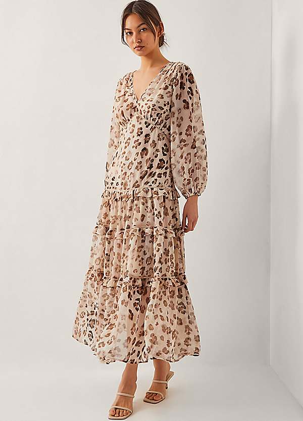Monsoon Leona Leopard Print Maxi Dress Kaleidoscope