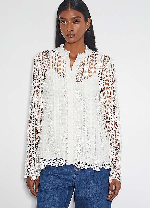 【最安】Andmary Paula lacey chiffon tops ANDMARY】Paula lacey chiffon tops