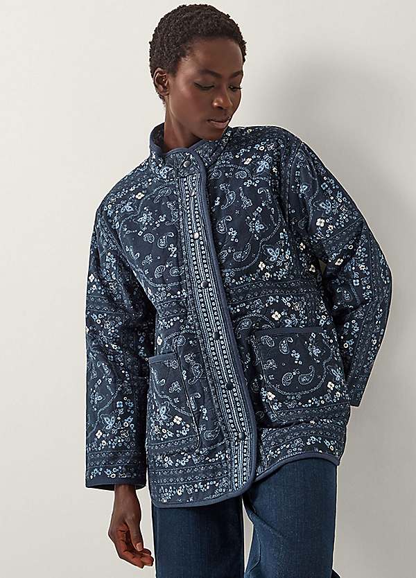 Monsoon Mandy Paisley Print Quilted Corduroy Jacket | Kaleidoscope