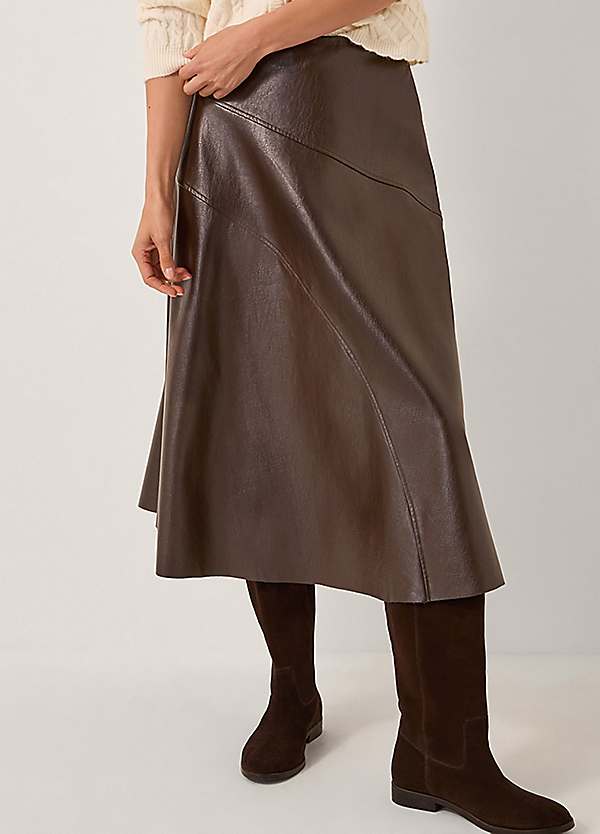 Monsoon Marnie Faux Leather Midi Skirt Kaleidoscope