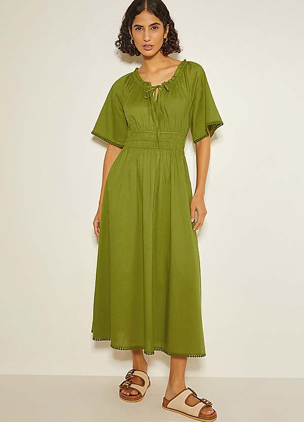 Monsoon Nora Short Sleeve Cotton Midi Dress