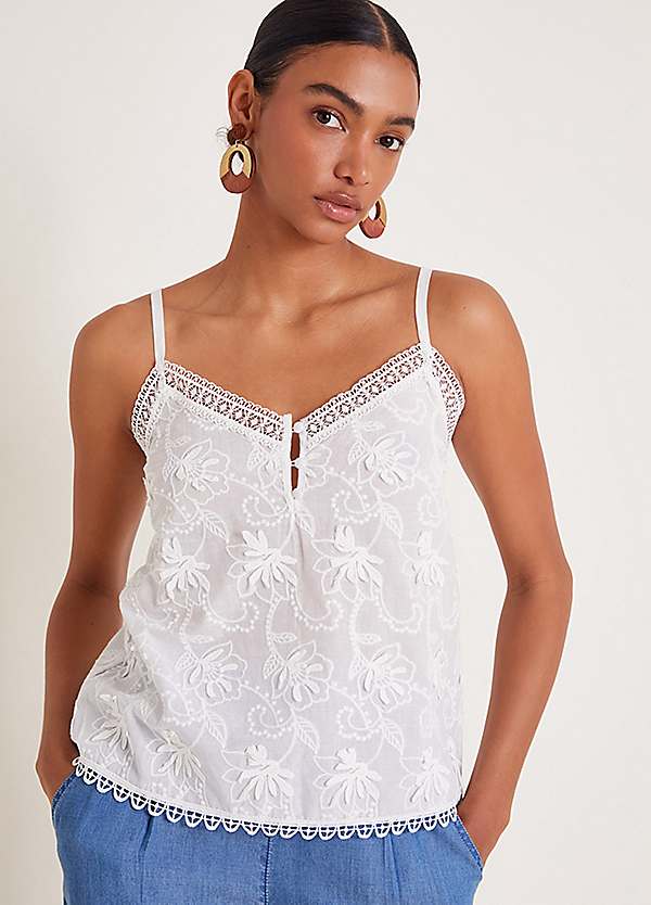 Monsoon Rosie Embroidered Cami Top | Kaleidoscope