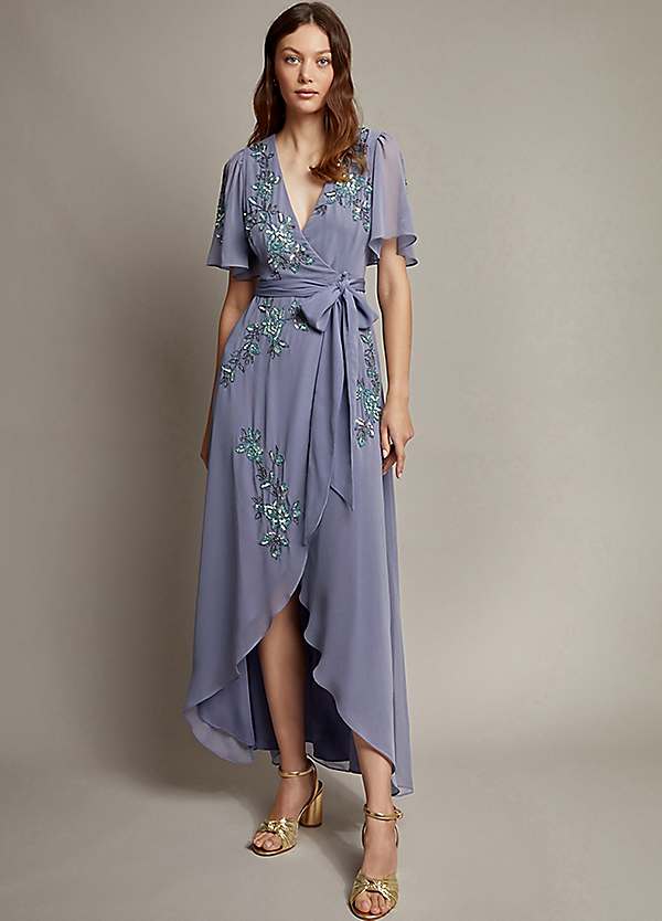 Monsoon Sarah Floral Embellished Maxi Wrap Dress Kaleidoscope