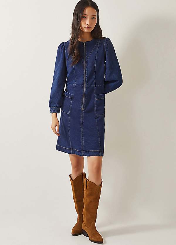 monsoon denim dress Denim Monsoon Clothes Uk Alana Shirt Zip Denim Dress Blue