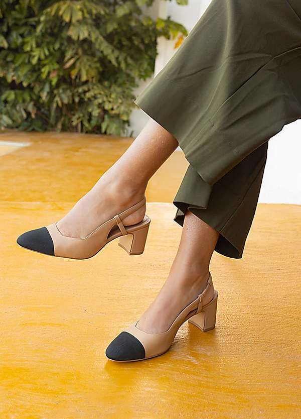 Novo Inatro Round Toe Slingback Block Heel Court Shoes