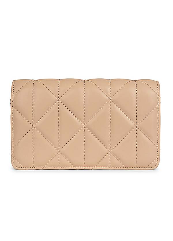 Paradox London Danica Nude Faux Leather Quilted Clutch Bag