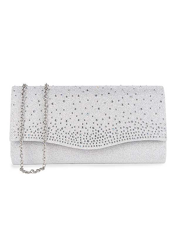 White glitter hot sale clutch bag