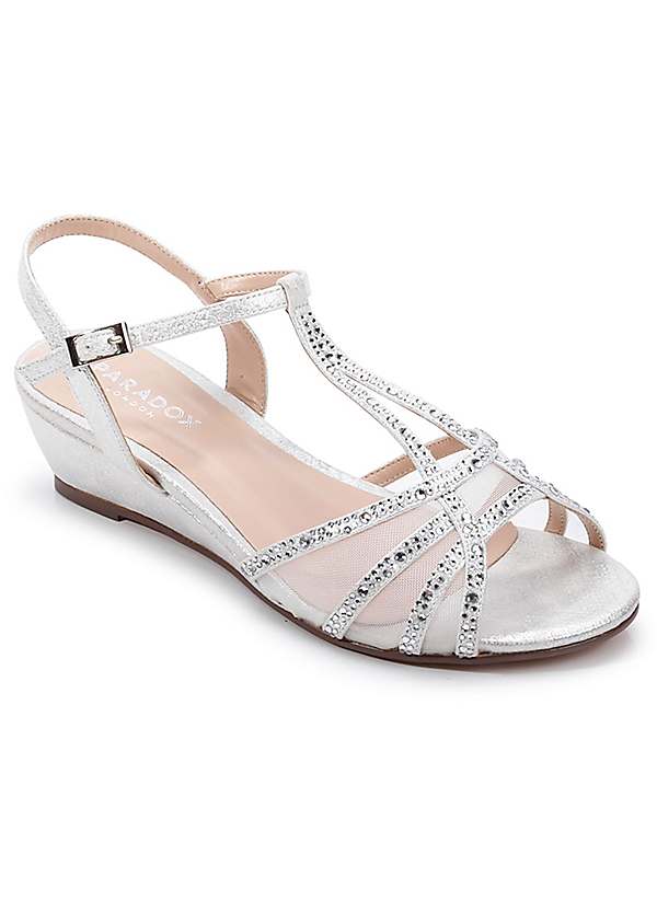 Silver store strappy wedges