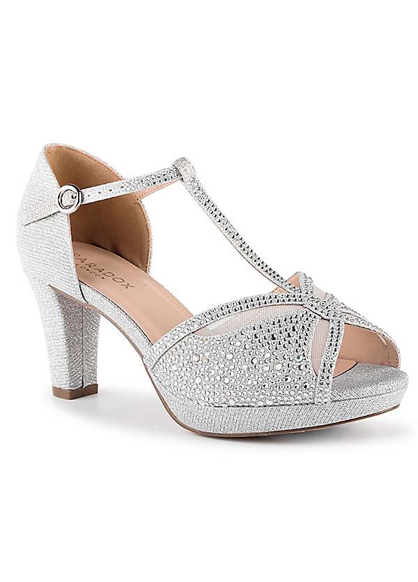 Silver sparkly hot sale heels wide fit