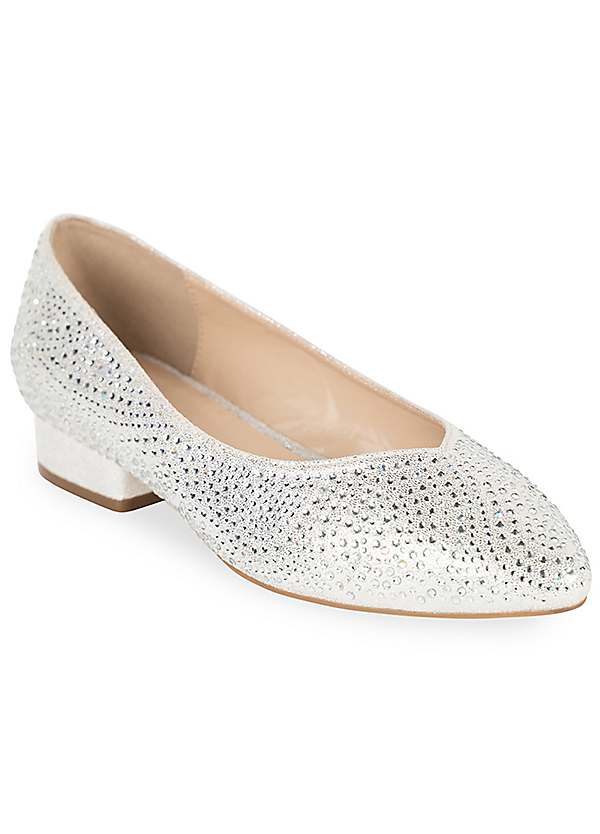 Silver block heel top shoes wide fit