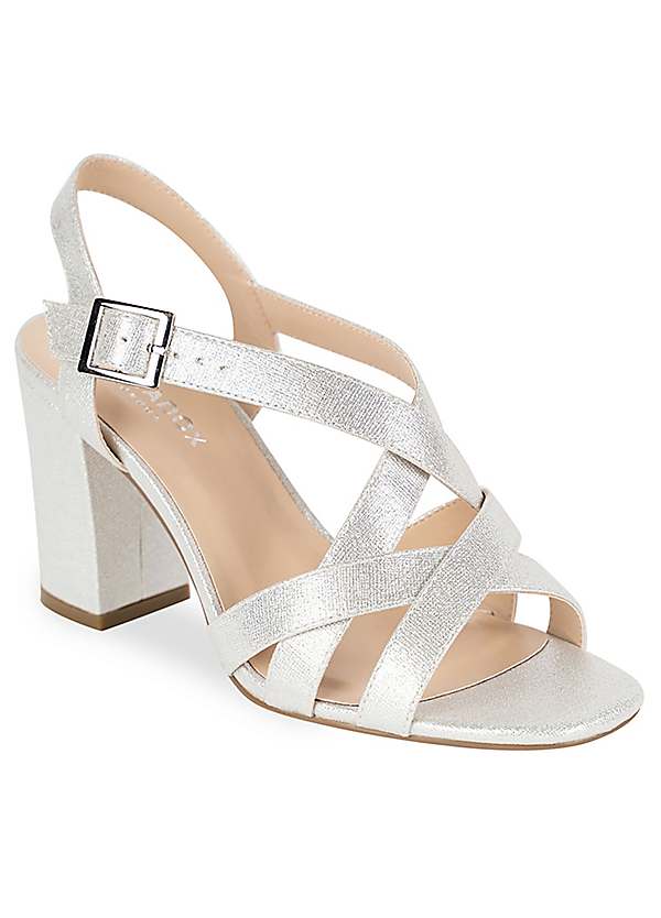 Wide fit silver block hotsell heel sandals