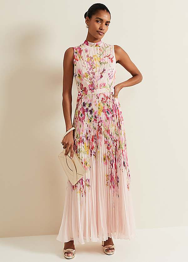 【新品未使用】Dahlia Belted Dress S Phase Eight Dahlia Print Pleat Midaxi Dress | Kaleidoscope