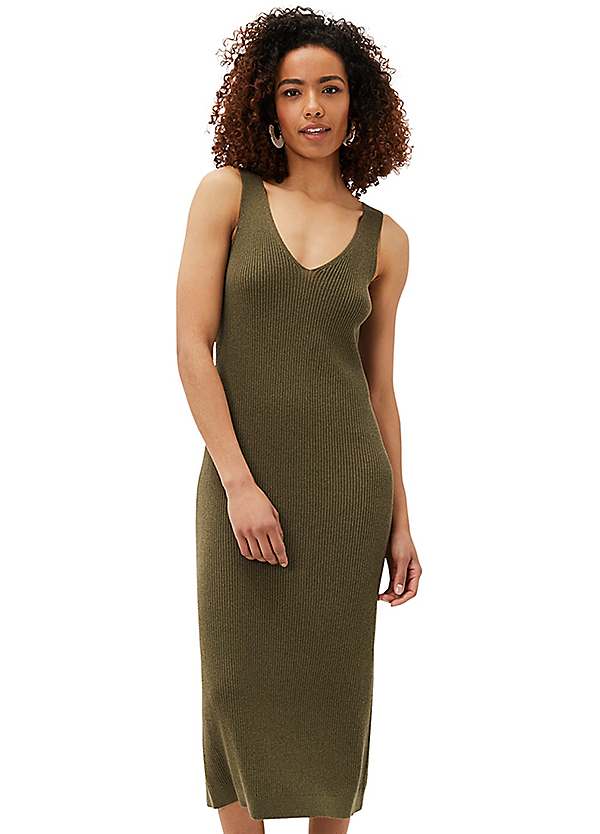 Ribbed knit midi dress deals