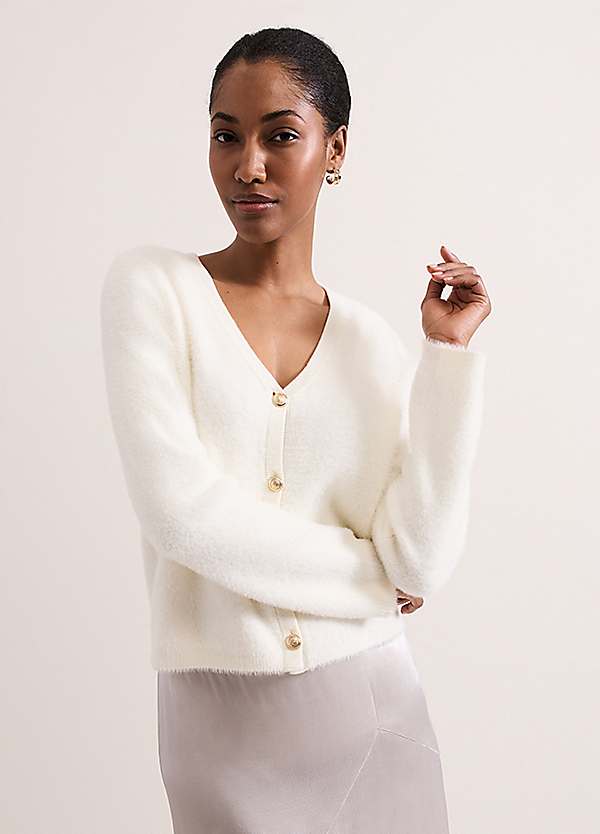 Phase Eight Mindy Fluffy Knit V-Neck Cardigan | Kaleidoscope