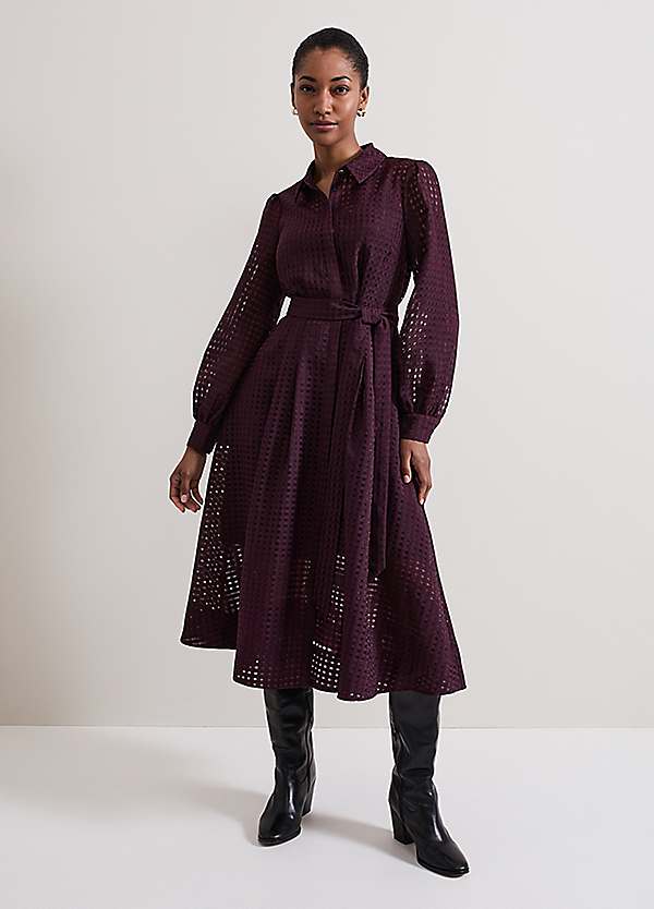 Phase Eight Natalie Burgundy Shirt Dress Kaleidoscope