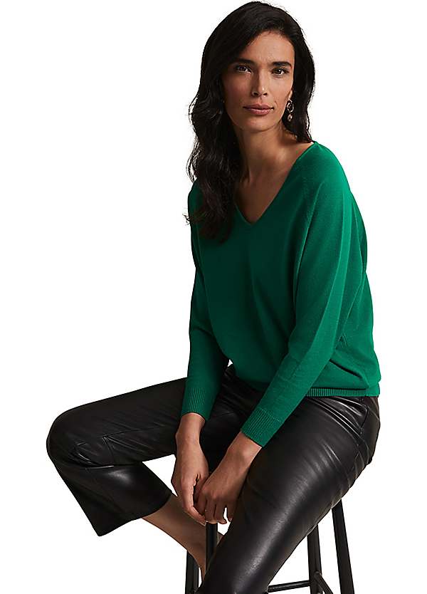 Monsoon V-neck Cable Longline Jumper with Recycled Polyester