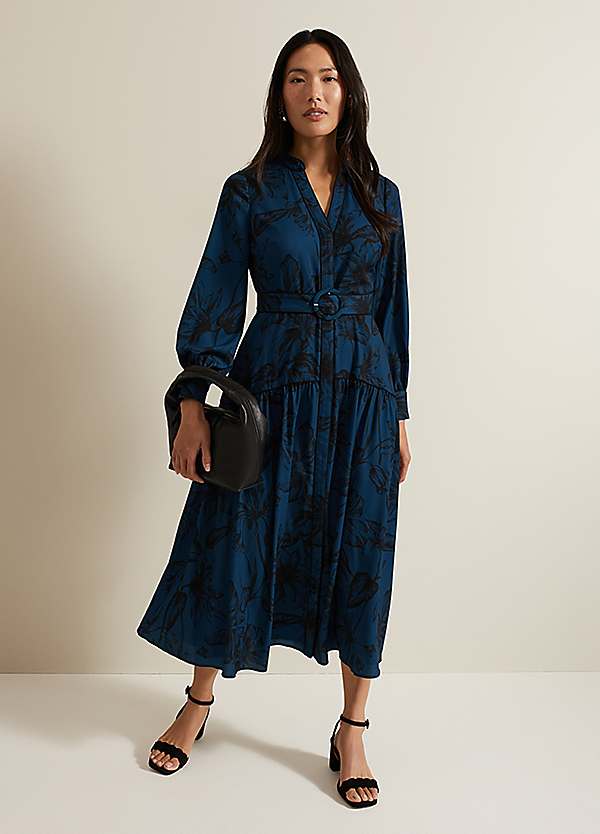 Phase Eight Shakira Teal Floral Midaxi Dress | Kaleidoscope