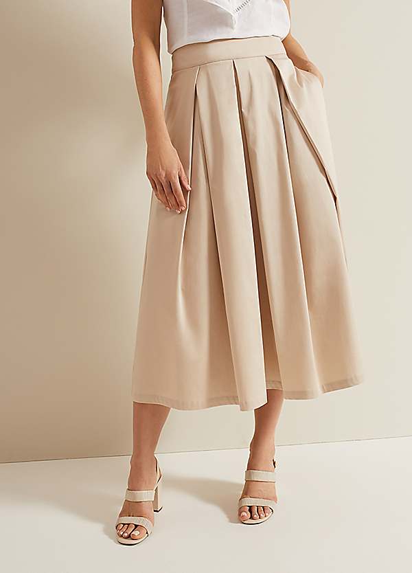 Pleated maxi skirt tan hotsell