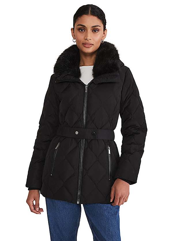 Short belted deals puffer coat