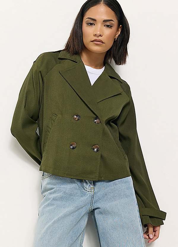 PixieGirl Petite Cropped Trench Duster Coat Kaleidoscope