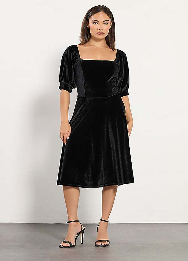 PixieGirl Petite Square Neck Velvet Dress | Kaleidoscope
