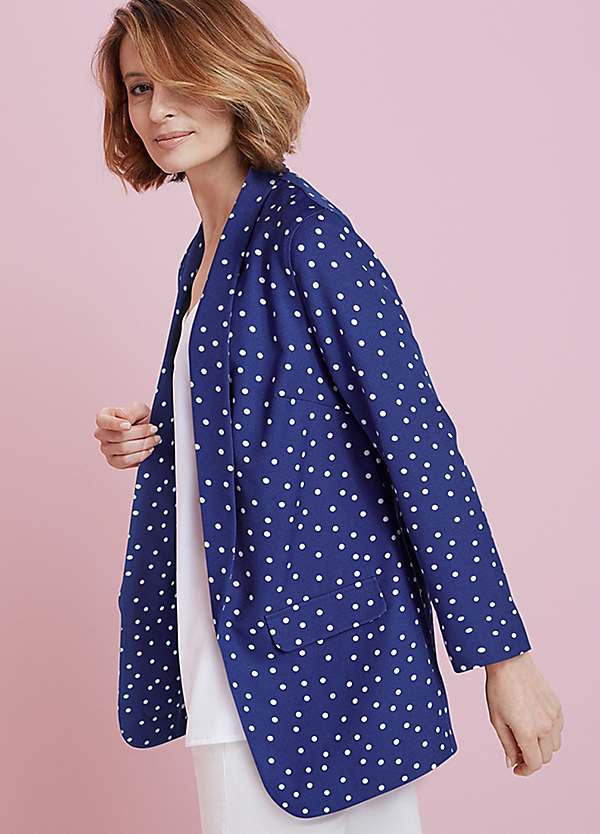 blue polka dot jacket