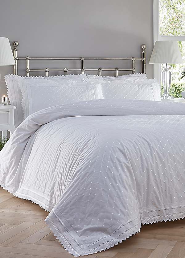 Portfolio Home White Broderie Anglaise Duvet Cover and Pillowcase