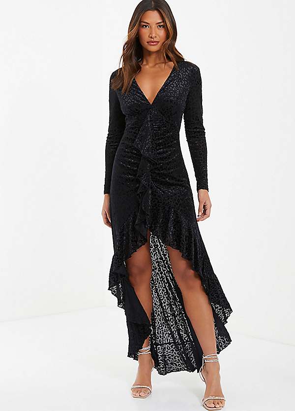 Quiz black ruffle dress best sale