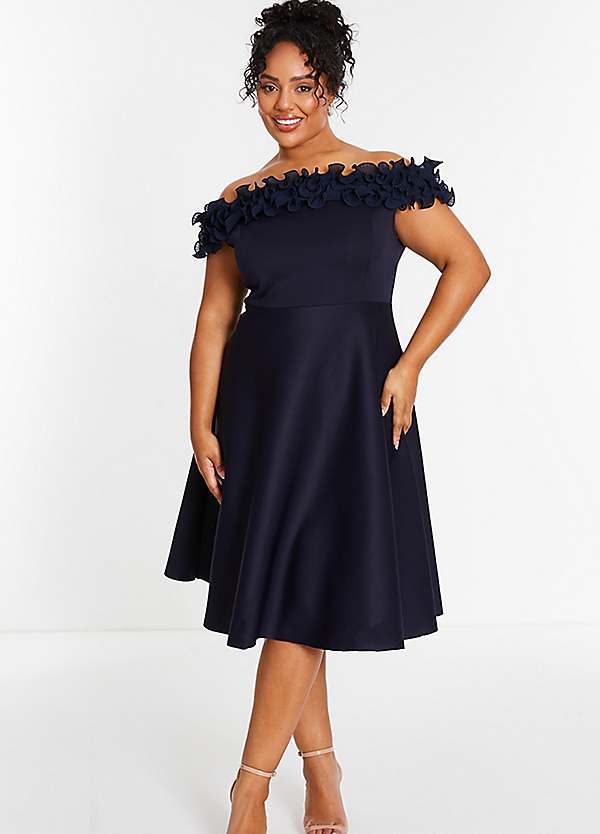 Wedding Guest Dresses Navy Blue Plus Size Skater Dress For Wedding