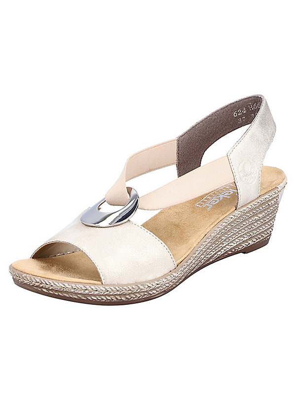 Rieker 624H6 Ladies Beige Elasticated Sandals Kaleidoscope