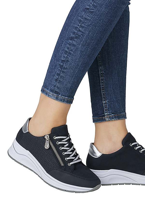 RIEKER Stripe ウーマントレーナー Rieker Womens L8802-10 Lace-Up Trainers (Ciel, UK Footwear