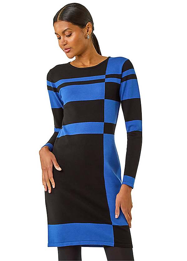Roman Colour Block Knitted Dress