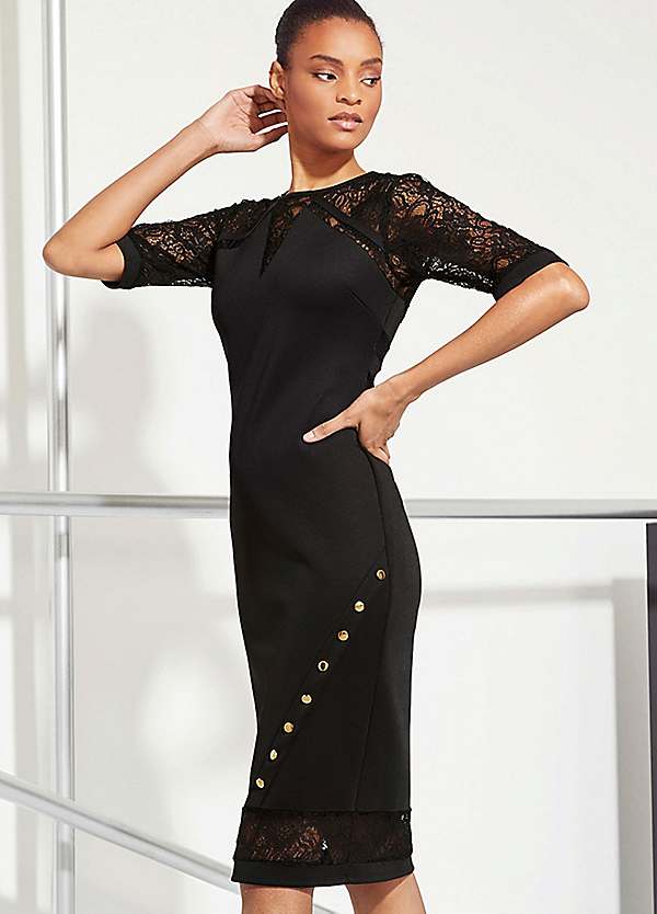 STAR by Julien Macdonald Black Lace Insert Dress with Stud Detail