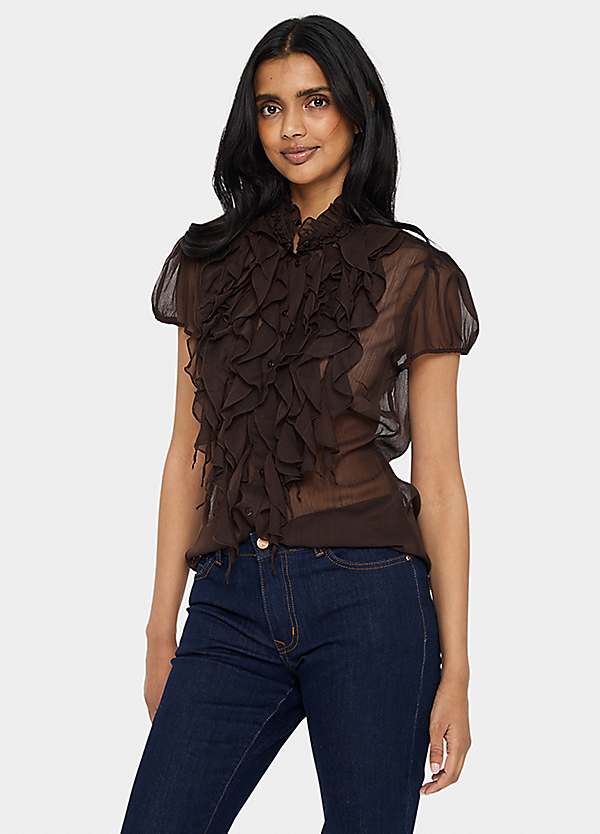 Saint Tropez Lilja Short Sleeve Ruffle Blouse | Kaleidoscope