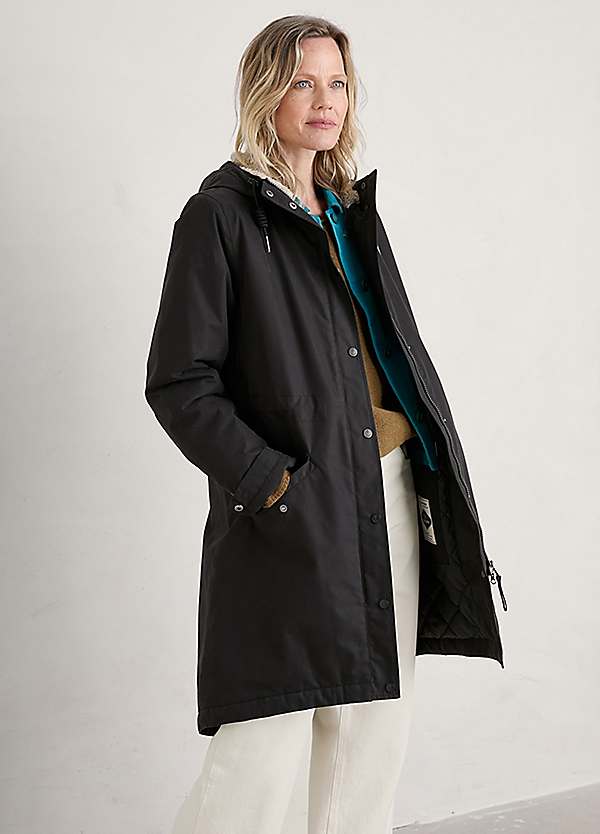 Seasalt Cornwall Black Plant Hunter Waterproof Coat Kaleidoscope