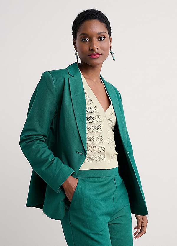 Seasalt Cornwall Green Erica Linen Blend Blazer