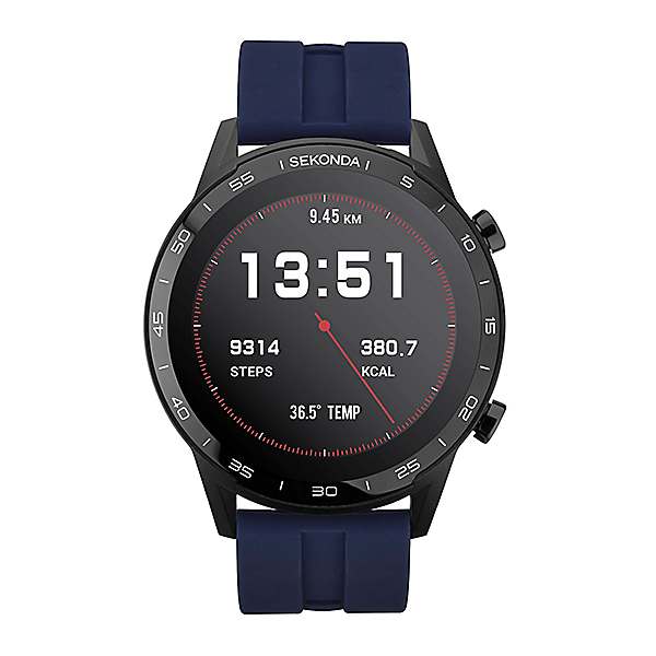Sekonda Mens Active 45 mm Smart Watch Blue Rubber Strap
