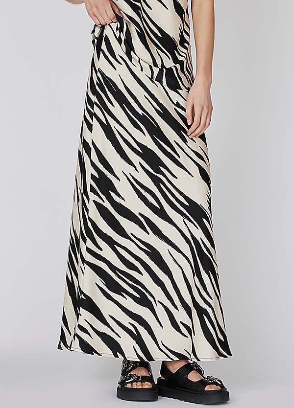 Sisters Point Long Loose Animal Print Satin Skirt Kaleidoscope