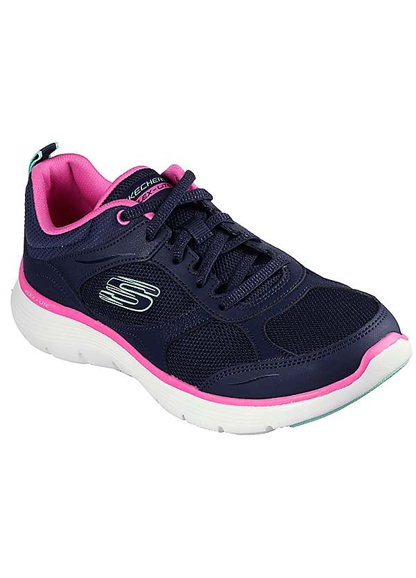 Skechers Navy Leather Mesh Flex Appeal 5.0 Trainers