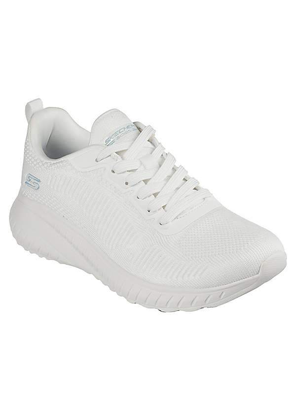 Skechers White Wide Fit Off White Bobs Sport Squad Chaos Trainers