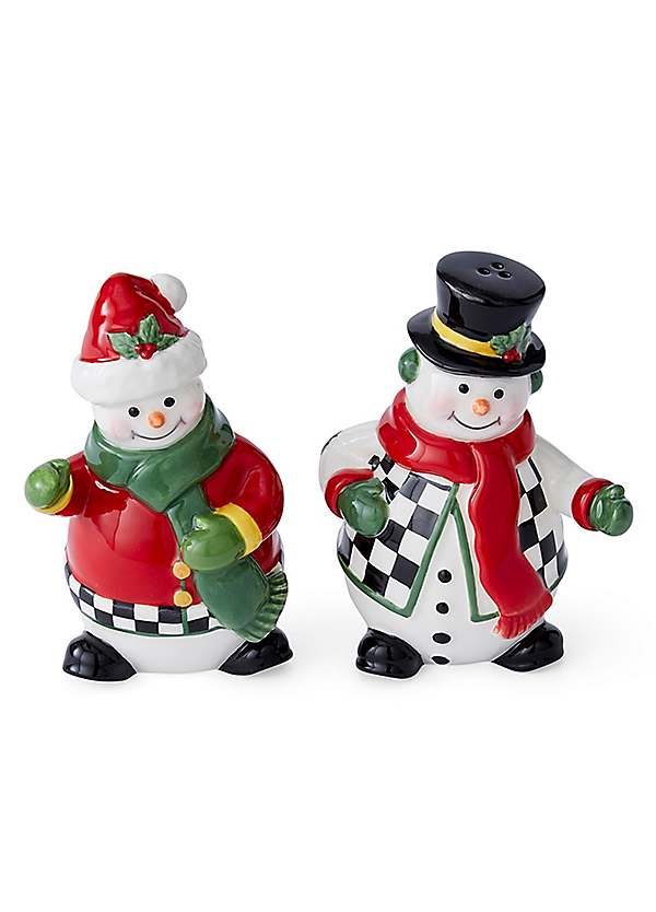 Spode Christmas Tree Snowman Salt Pepper Kaleidoscope