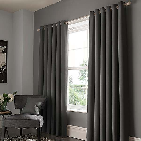 One Pair Of STUDIO G Lined Semi-Plain Elba Eyelet Or Pencil Pleat Curtains 