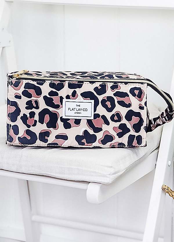 The Flat Lay Co Leopard Open Flat Makeup Box Bag - Main Image