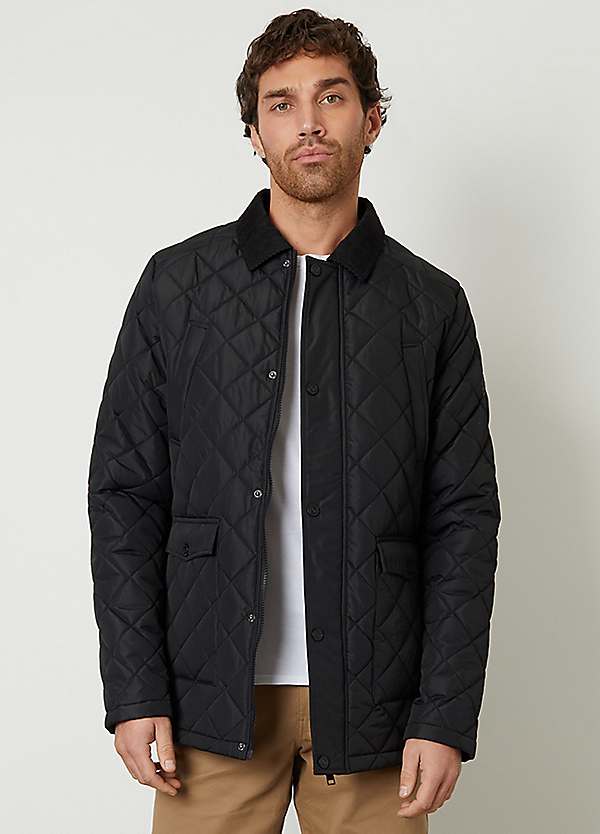 Threadbare Diamond Quilted Cord Collared Jacket
