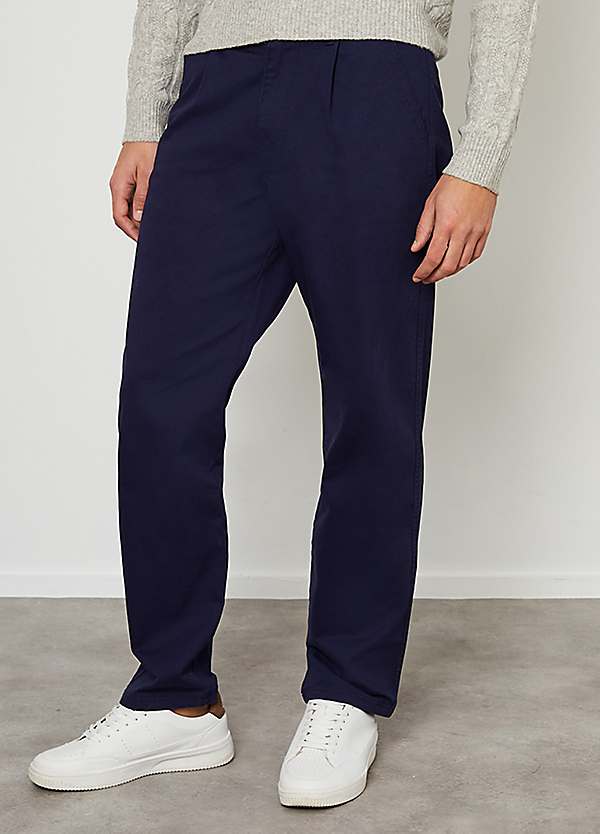 Threadbare Mens Trouser Fog Pleat Chino Navy Kaleidoscope